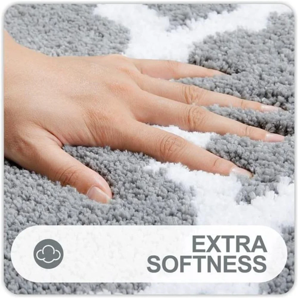 Bathroom Rugs Set 2 Piece Microfiber Bath Shower Mat and U-Shaped Toilet Rug